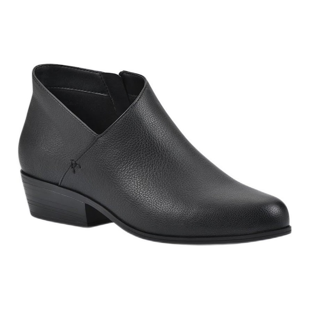 Aerosoles Womens Comfort Ankle Boots Black Faux Leather Block Heel Size 11 Wide